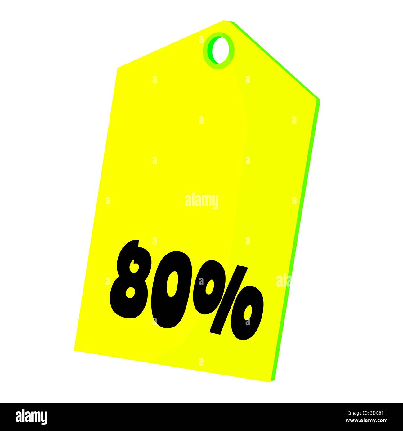 Prezzo giallo brillante che mostra uno sconto del 100%, isolato su sfondo bianco. Illustrazione vettoriale ideale per marketing e promozioni retail Foto Stock