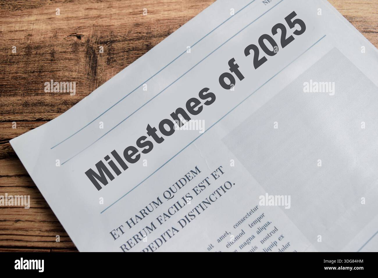 Traguardi del titolo di giornale 2025 Foto Stock