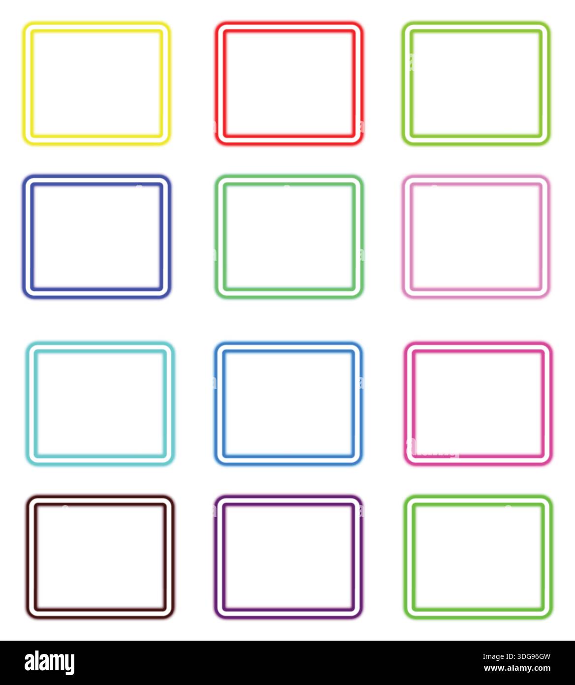 Set di cornici quadrate arrotondate colorate – Collezione contorno multicolore Illustrazione Vettoriale