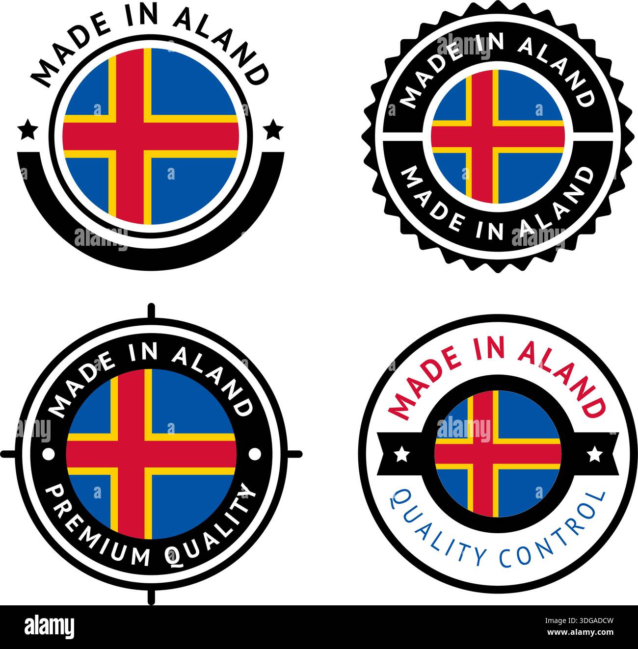 Bandiera nazionale dell'Aland, imposta icone vettoriali piatte Illustrazione Vettoriale