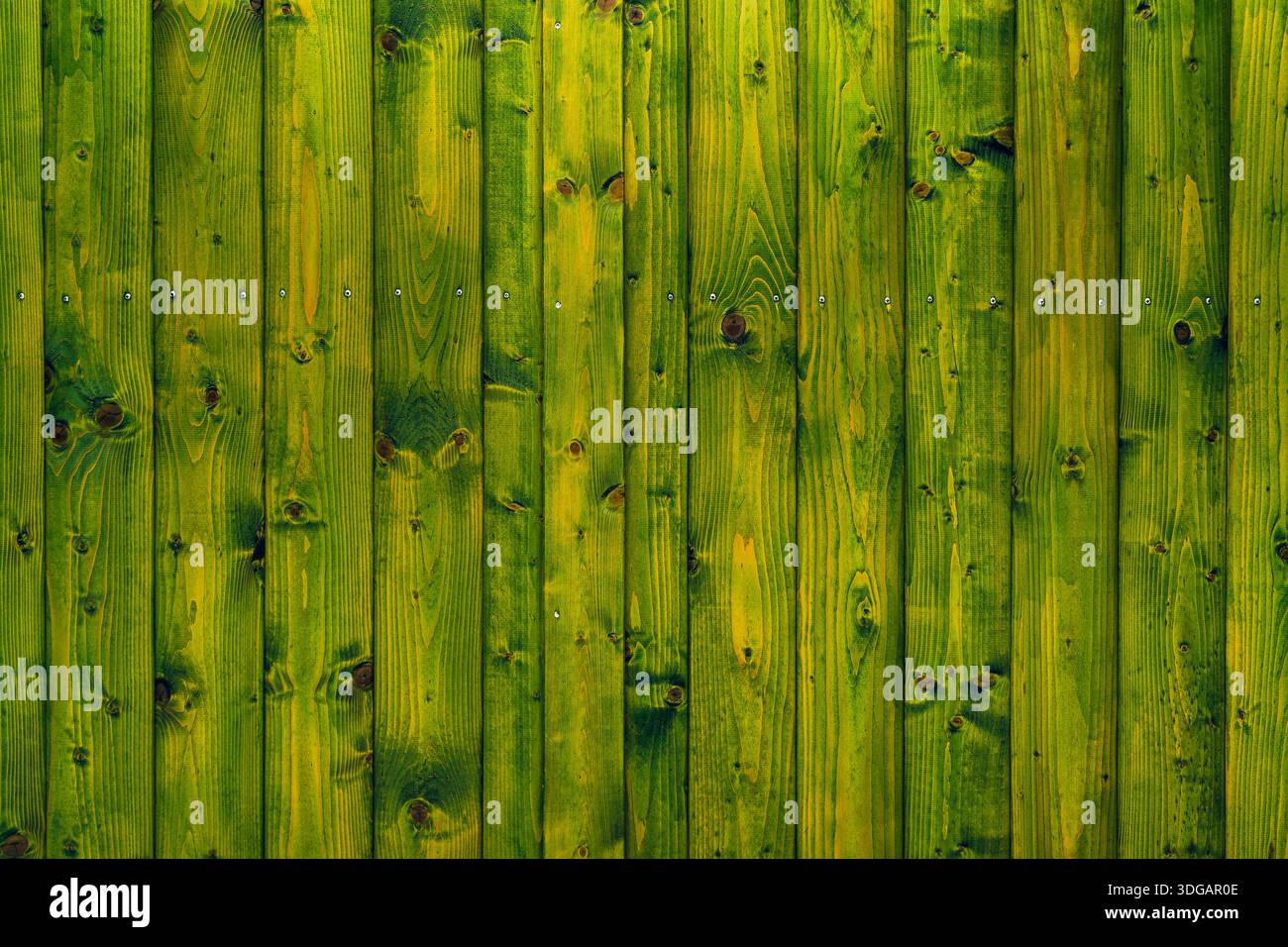 Tavole di legno verniciate di verde sfondo a trama Foto Stock