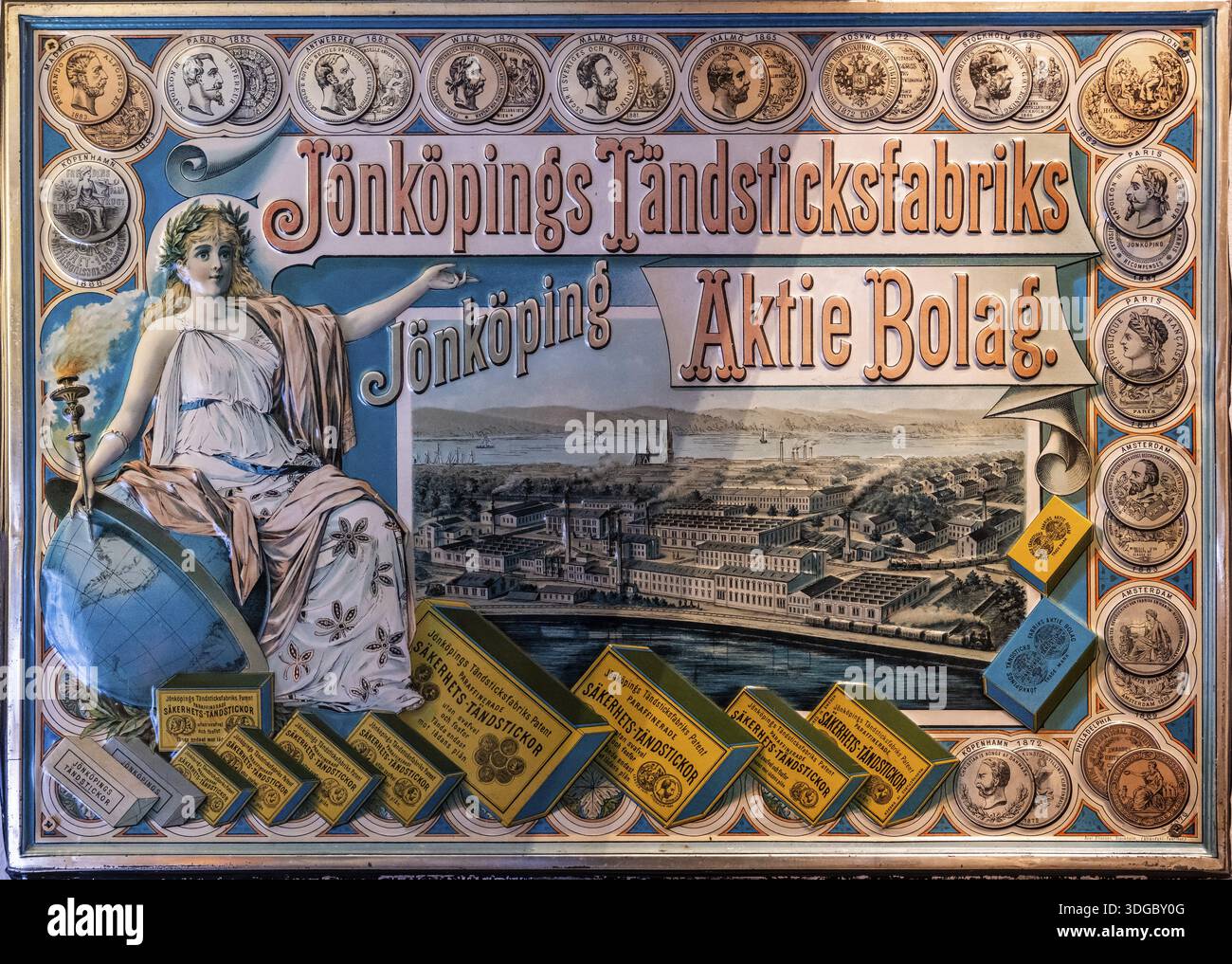 Partecipate a una fabbrica di fiammiferi, al museo delle partite di Taendsticksmuseet o al museo delle partite, a Joenkoeping, a Joenkoepings laen, in Svezia Foto Stock