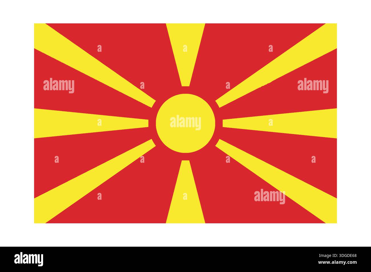 Bandiera della Macedonia isolata su sfondo bianco. Foto Stock