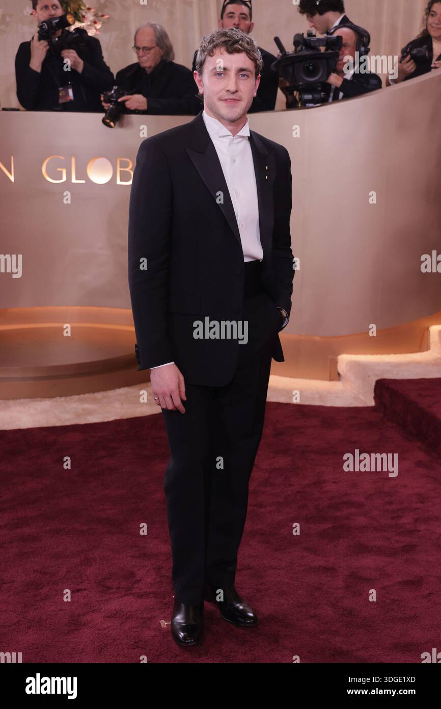 Paul Mescal partecipa al 83° Golden Globe Awards al Beverly Hilton l'11 gennaio 2026 a Beverly Hills, California. Foto: Crash/imageSPA Foto Stock