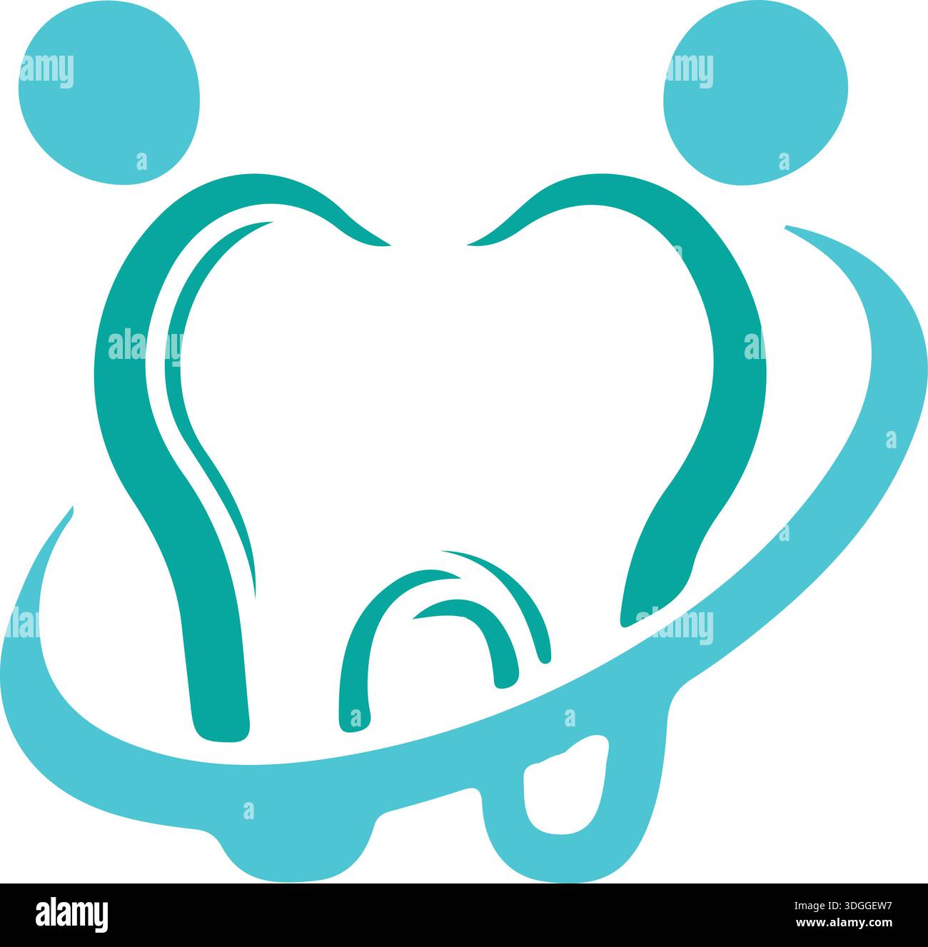 Design del logo della clinica dentale di famiglia. Design astratto del logo del vettore umano e dei denti. Pro vettoriale Illustrazione Vettoriale