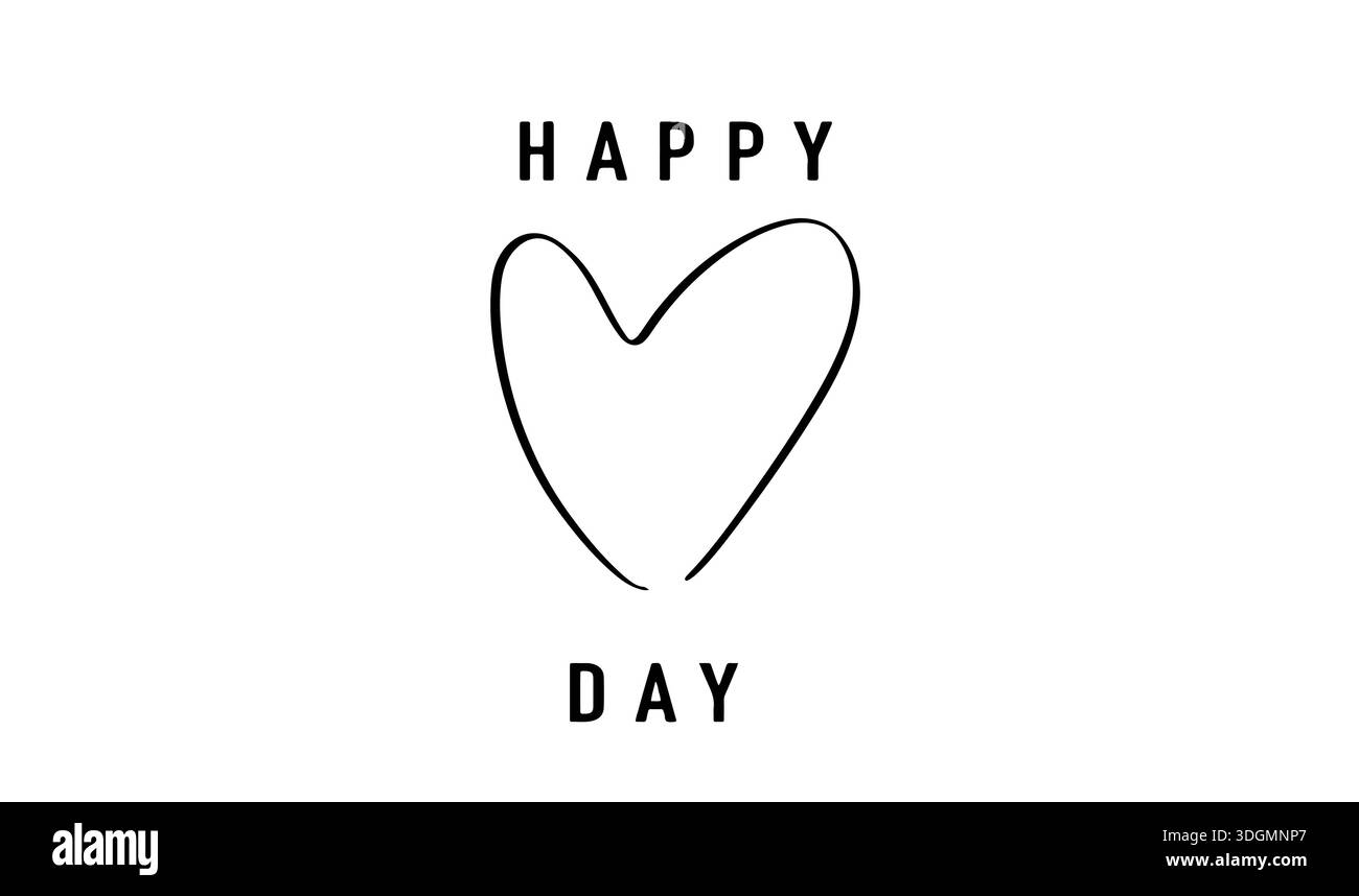 Happy Love Heart Day line Element san valentino 14 14 14 giorni mese di febbraio nubi nozze romantiche happy Love Day romantico biglietto d'auguri romantico Foto Stock
