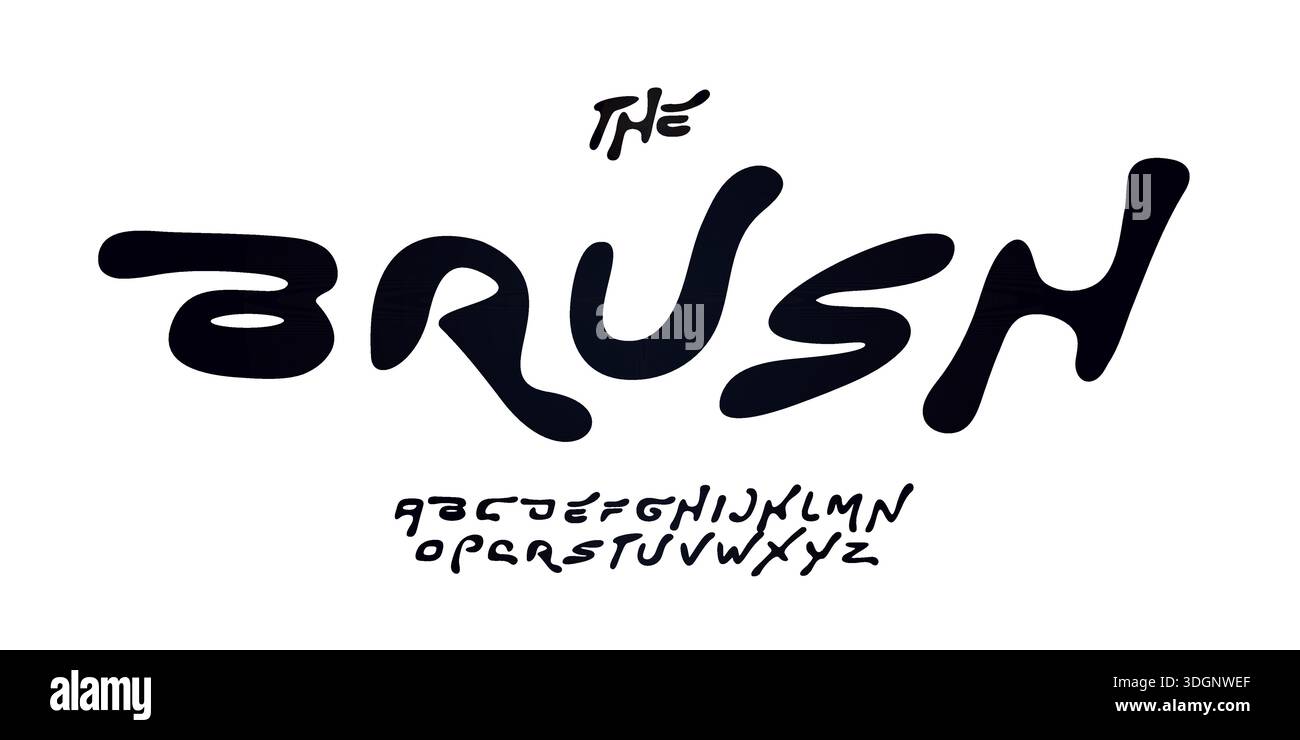 Carattere del pennello Logo alfabeto liquido liquido Letter Set tipografia moderna, grafica tipografica combinata arrotondata creativa per Curvy Urban poster headline, Y2K Illustrazione Vettoriale
