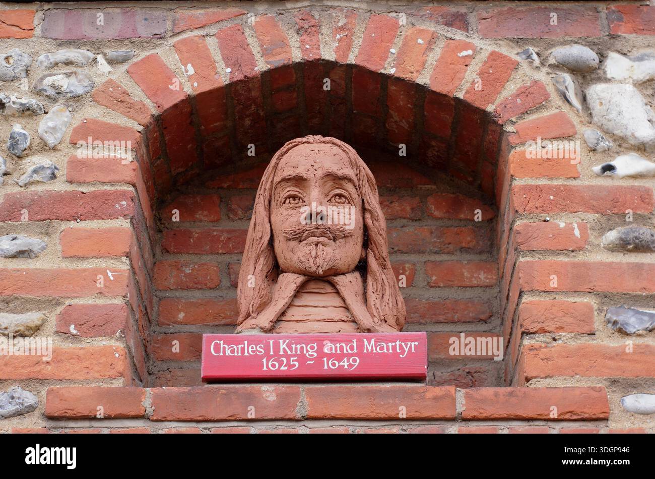 Re Carlo i, monarca e martire busto a Walsingham, nel Norfolk. REGNO UNITO. Re d'Inghilterra, Scozia e Irlanda dal 1625 fino all'esecuzione, il 30 gennaio 1649 Foto Stock