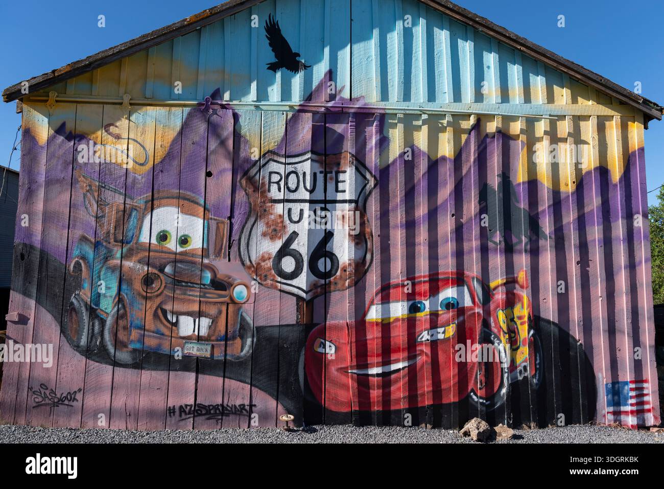 Murale 'Mater', Seligman, Route 66, Arizona Foto Stock