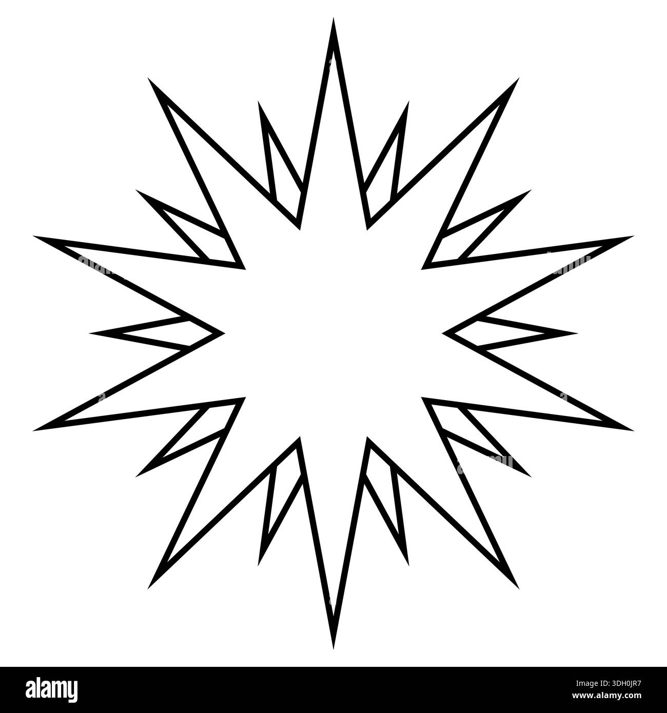 Forma simmetrica Starburst con triangoli nitidi, design dinamico, minimale, astratto, in movimento Illustrazione Vettoriale