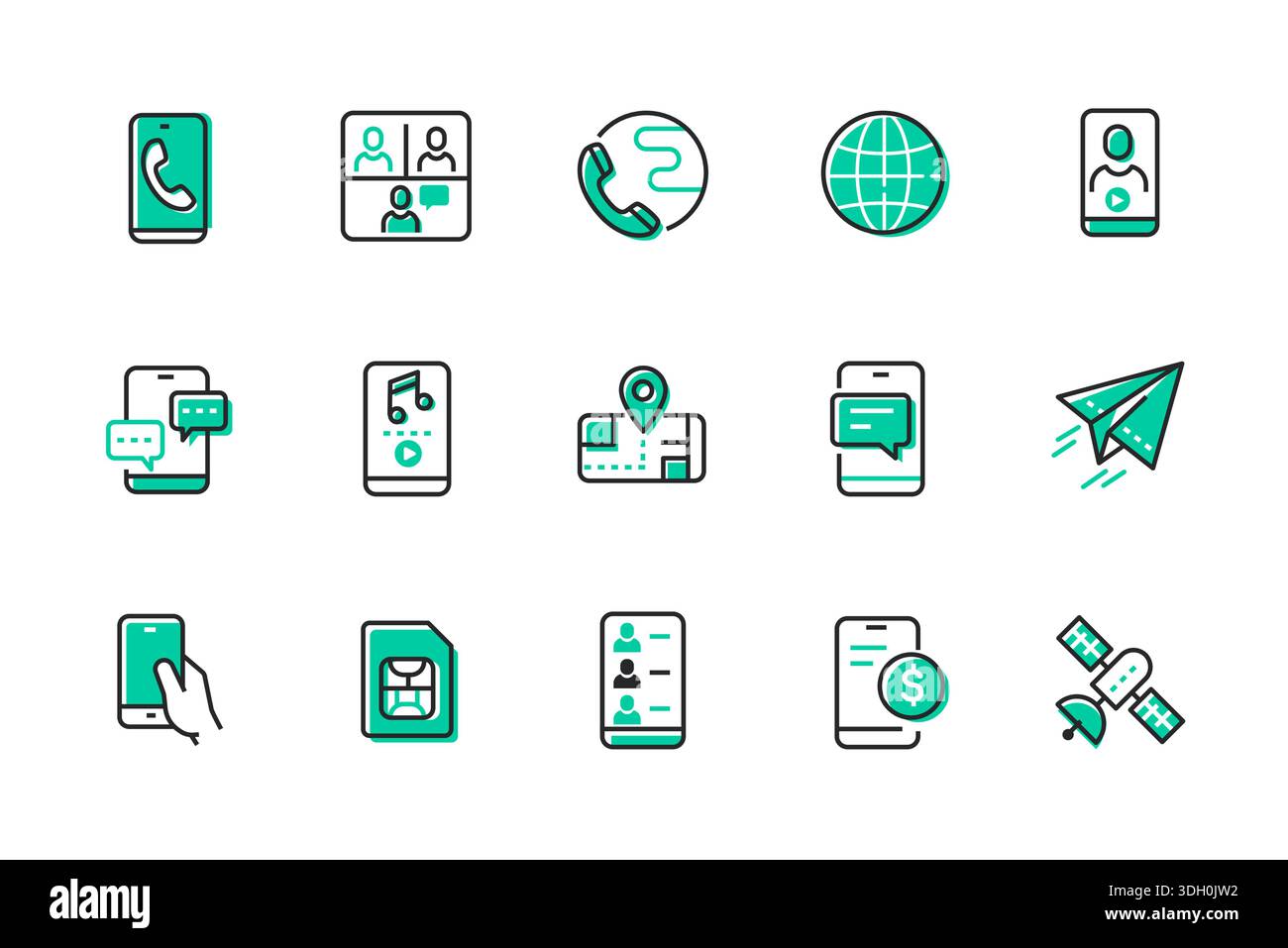 Rete mobile - serie di icone di stile per il design della linea Illustrazione Vettoriale