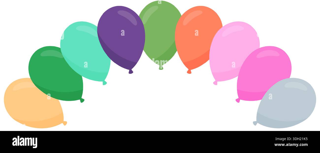 Palloncino colorato garland isolato su sfondo bianco. Illustrazione vettoriale piatta per feste e feste Illustrazione Vettoriale
