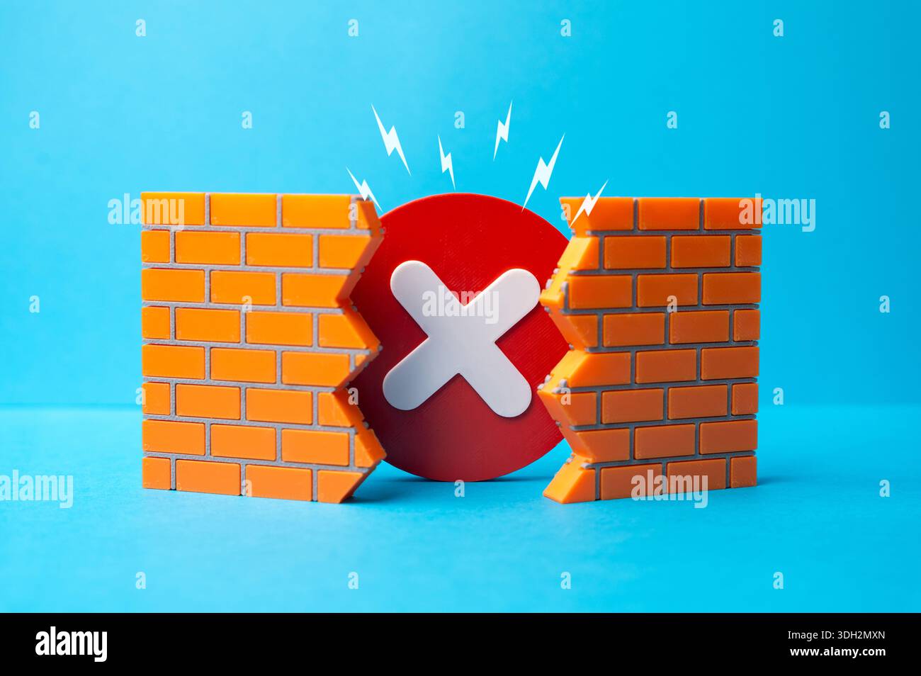 L'errore si sta diffondendo e non è più invisibile. Errore di codice. Un difetto strutturale. Un divieto e restrizioni. Rischio nascosto rivelato, sistema Foto Stock