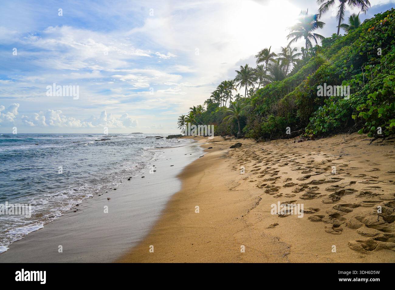 La bellezza naturale della spiaggia di Playa Peña a San Juan, Porto Rico Foto Stock