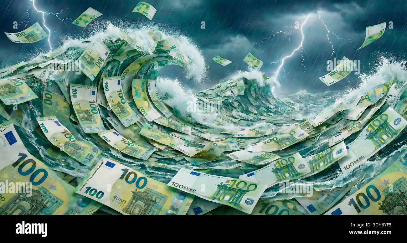 Simbolo di crisi finanziaria, crisi finanziaria, turbolenza sul mercato finanziario, ecc. Foto Stock