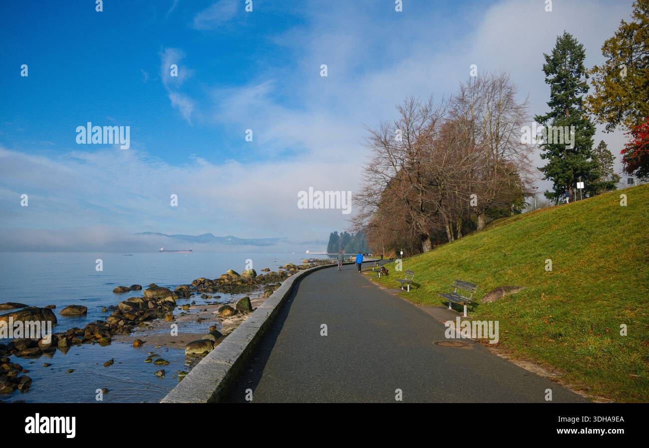 The Seawall a Stanley Park, Vancouver, British Columbia. Foto Stock