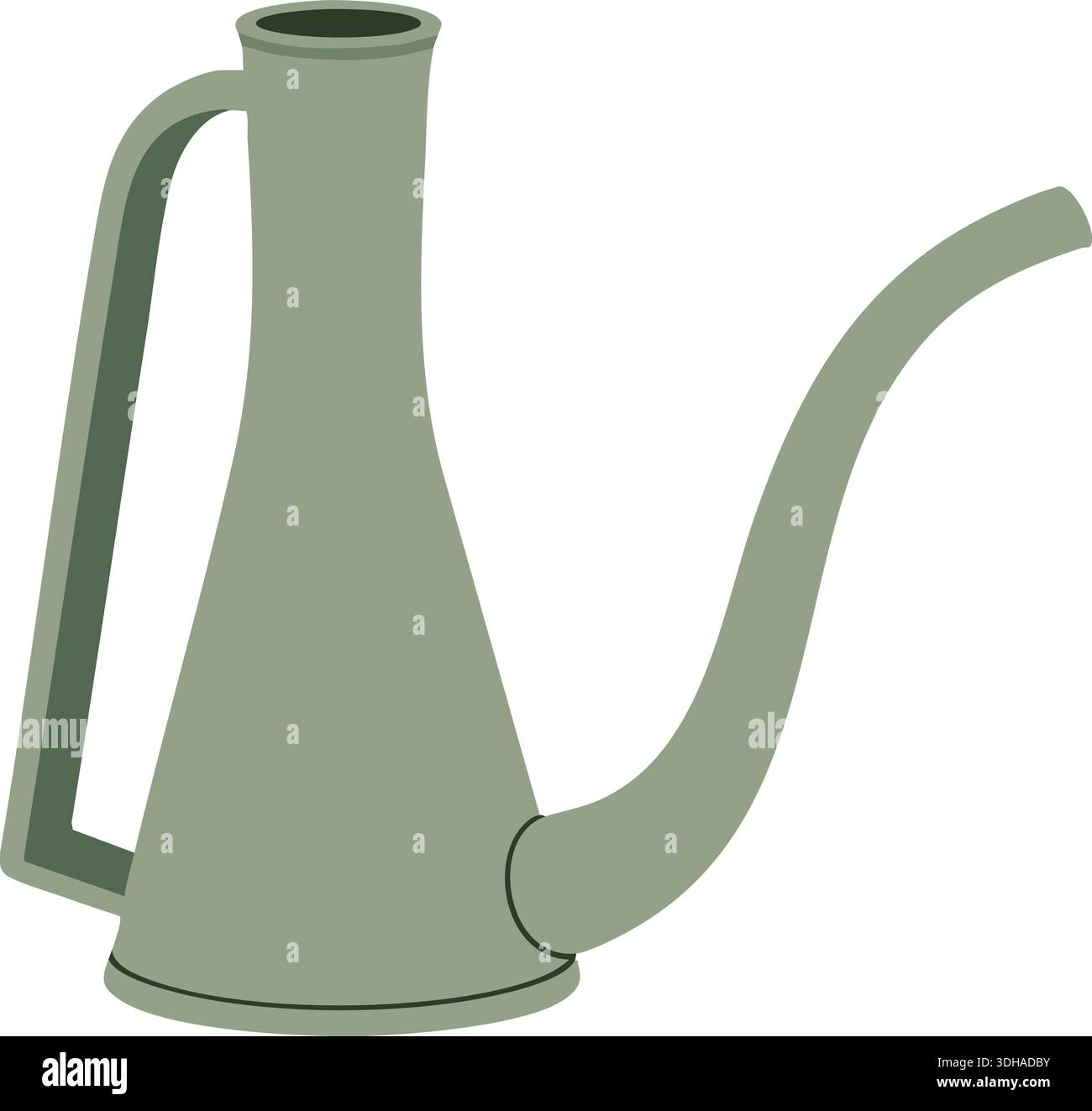 Illustrazione minima di una bomboletta da irrigazione verde con beccuccio e manico lunghi Illustrazione Vettoriale