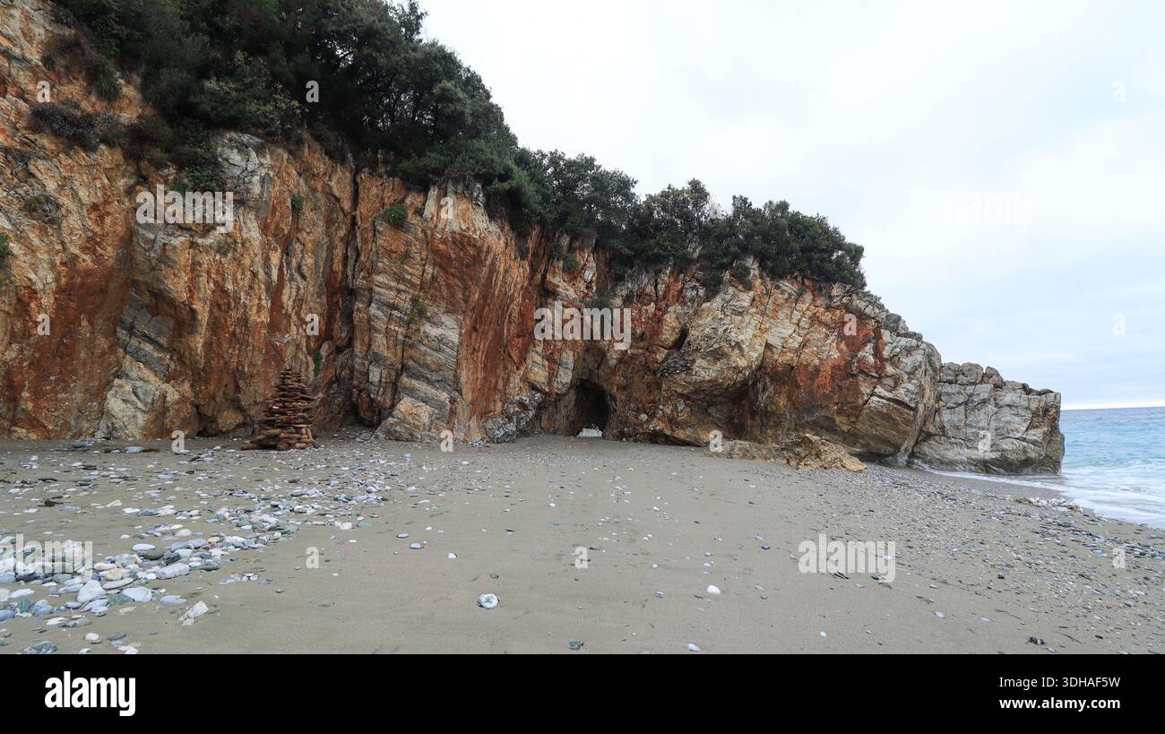 Spiaggia di Milopotamos, montagna del Pilio, Magnesia, Tessaglia, Grecia Foto Stock
