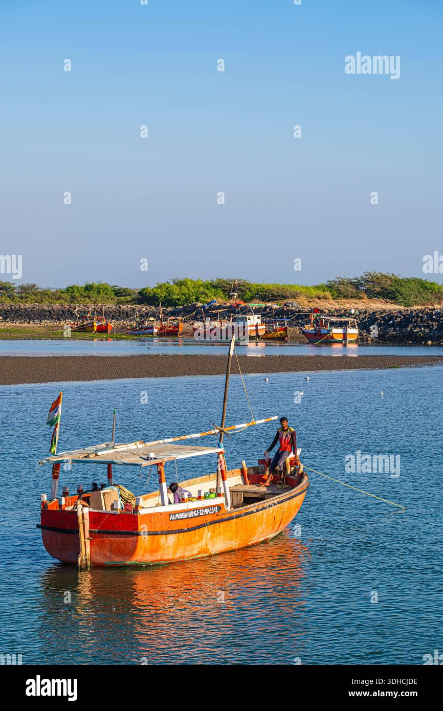 India, stato del Gujarat, regione di Kutch, Mandvi, foce del fiume Rukmavati Foto Stock