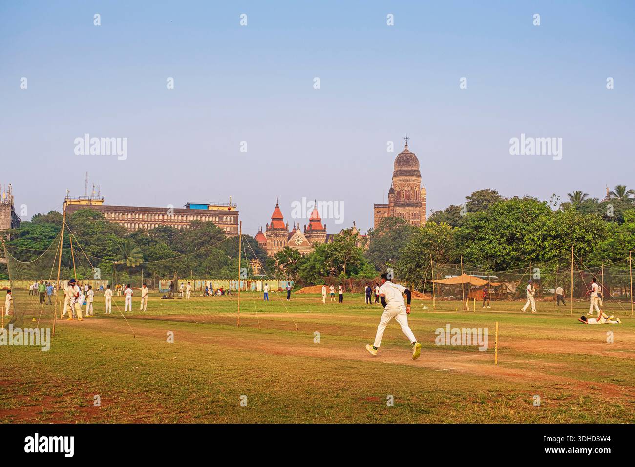 India, Stato del Maharashtra, Mumbai, Distretto di Fort, campo di cricket Azad Maidan Foto Stock