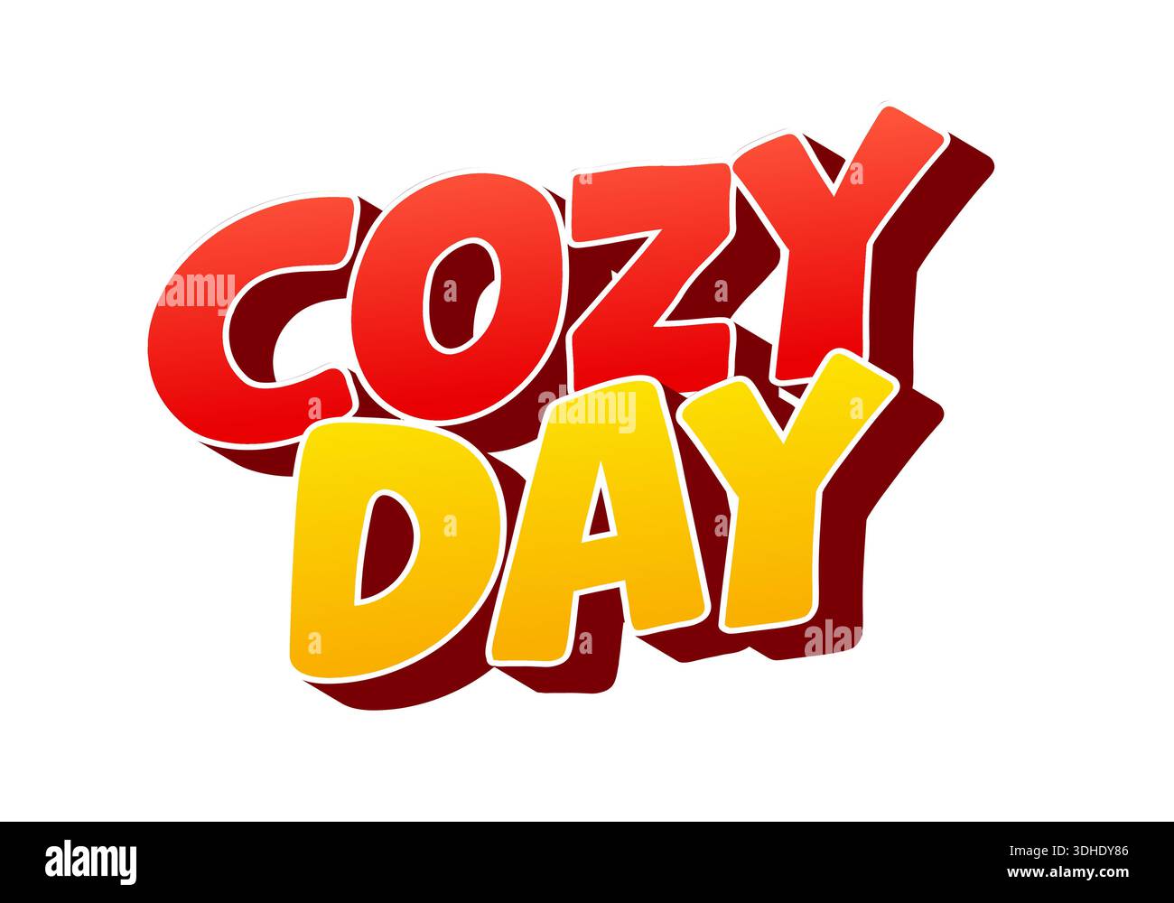 Grafica testuale colorata con le parole Cozy Day in grassetto e divertente Illustrazione Vettoriale