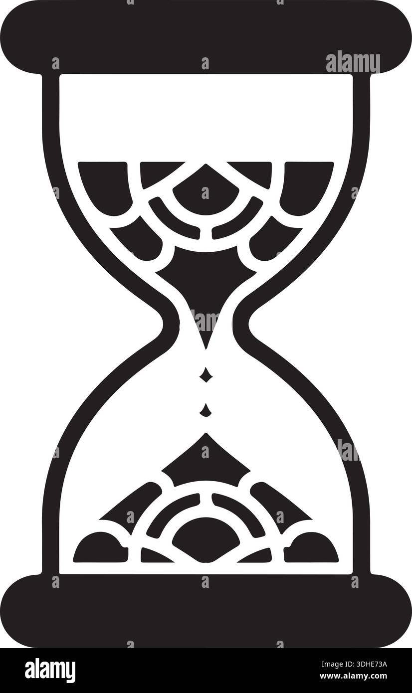 Silhouette ornamentale a clessidra con fantasia Mandala isolata Vector Art Illustrazione Vettoriale