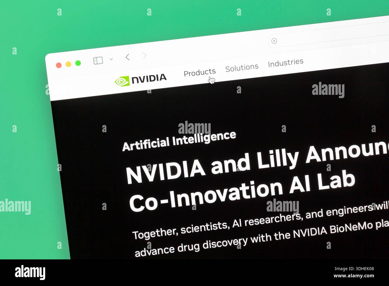 Ostersund, Svezia - 13 gennaio 2026: Sito Web NVIDIA. Foto Stock