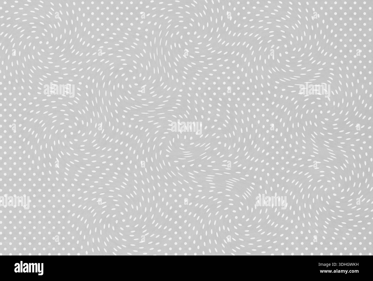 Carta grigia con un motivo di piccoli punti bianchi e trattini vorticosi distribuiti sulla superficie. Lo sfondo è un tono di grigio tenue Foto Stock
