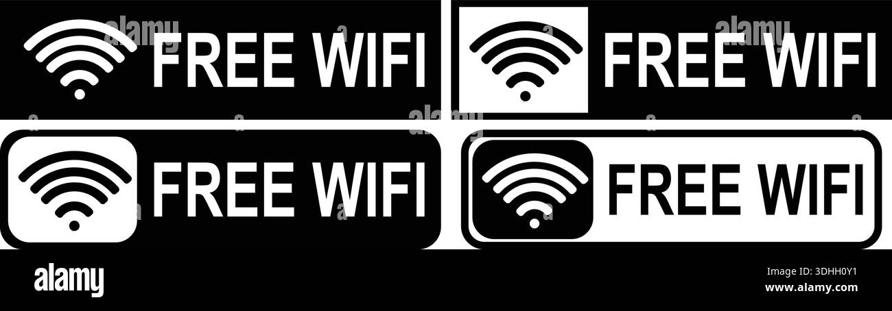 Badge WiFi gratuito per caffè, ristoranti, hotel, uffici e luoghi pubblici Illustrazione Vettoriale