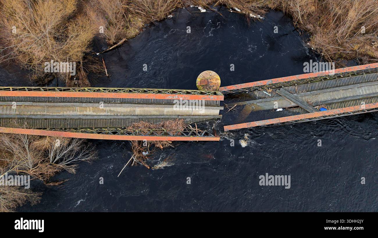 River Spey Railway Bridge Scozia cinque settimane dopo il collasso iniziale parte 3 Foto Stock