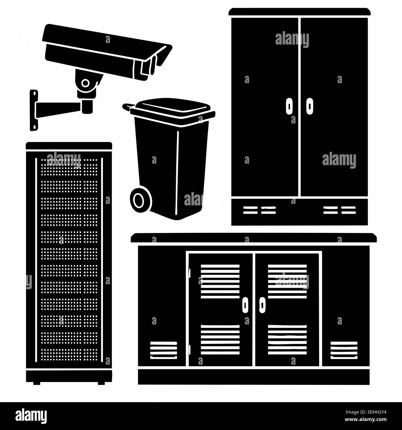 In un'area di utilità vengono posizionati oggetti diversi Illustrazione Vettoriale