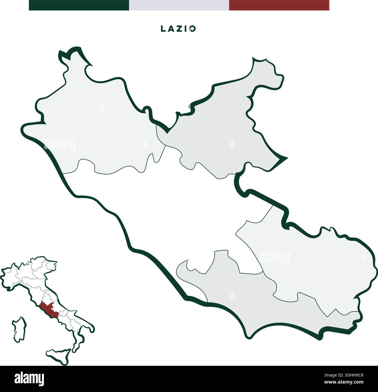 Regione Lazio in Italia - mappa vettoriale Illustrazione Vettoriale