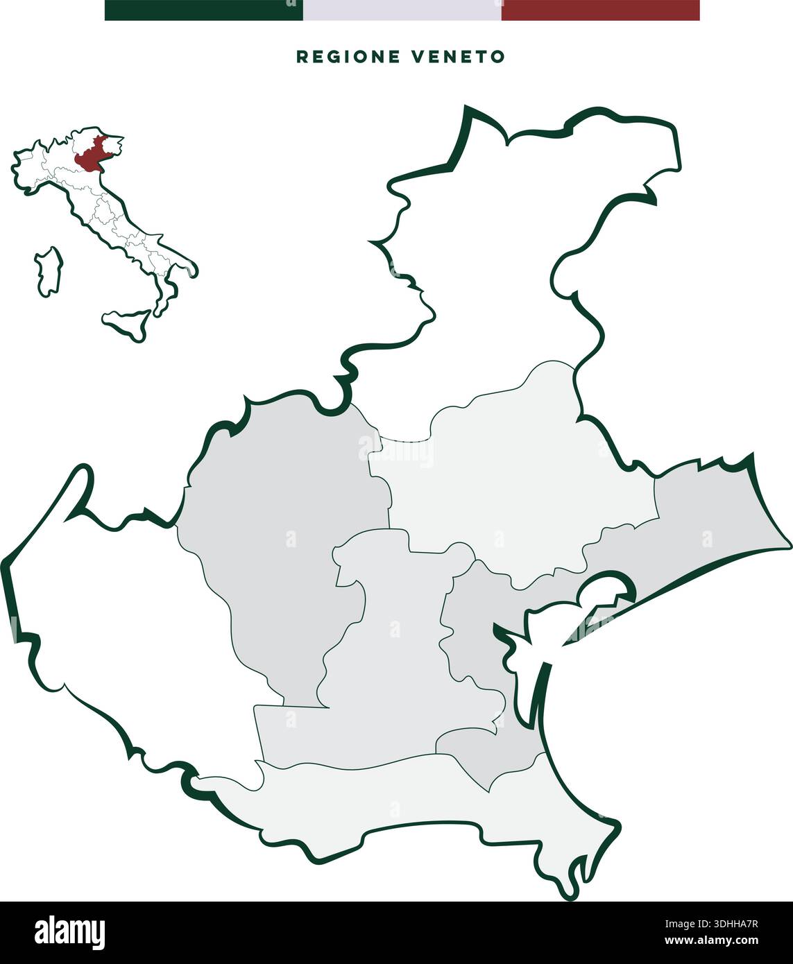 Regione Veneto in Italia - mappa vettoriale Illustrazione Vettoriale