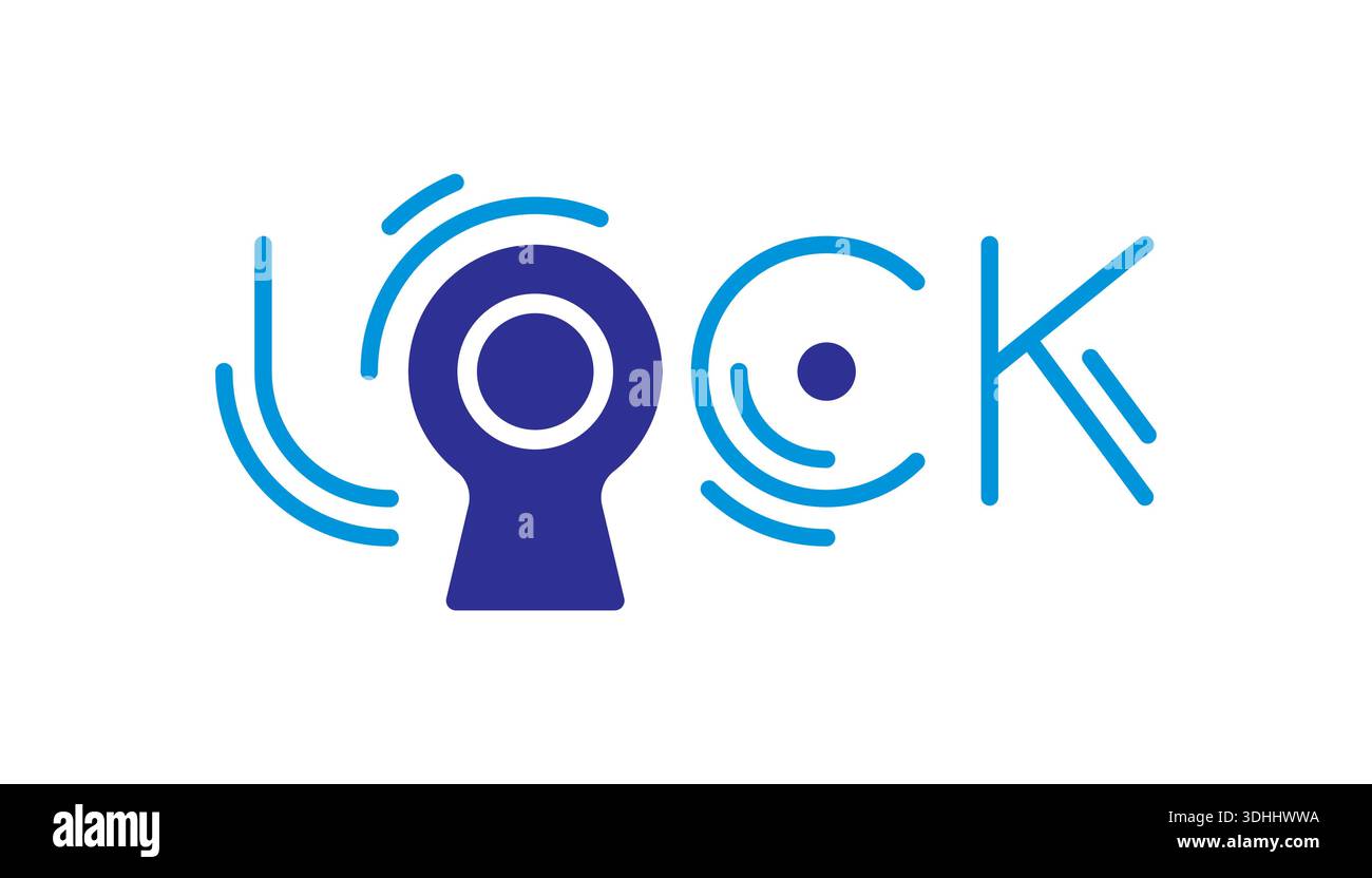 Concetto di parola di blocco e simbolo di blocco. Logo di blocco Illustrazione Vettoriale