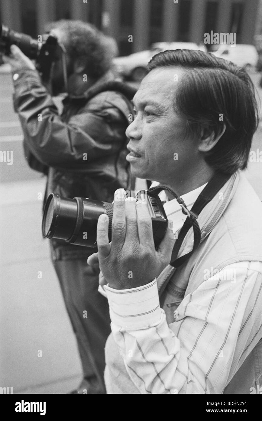Dith Pran, soggetto di "The Killing Fields", catturato mentre era in missione alla Columbia University. New York, New York, 15 ottobre 1990. Foto Stock