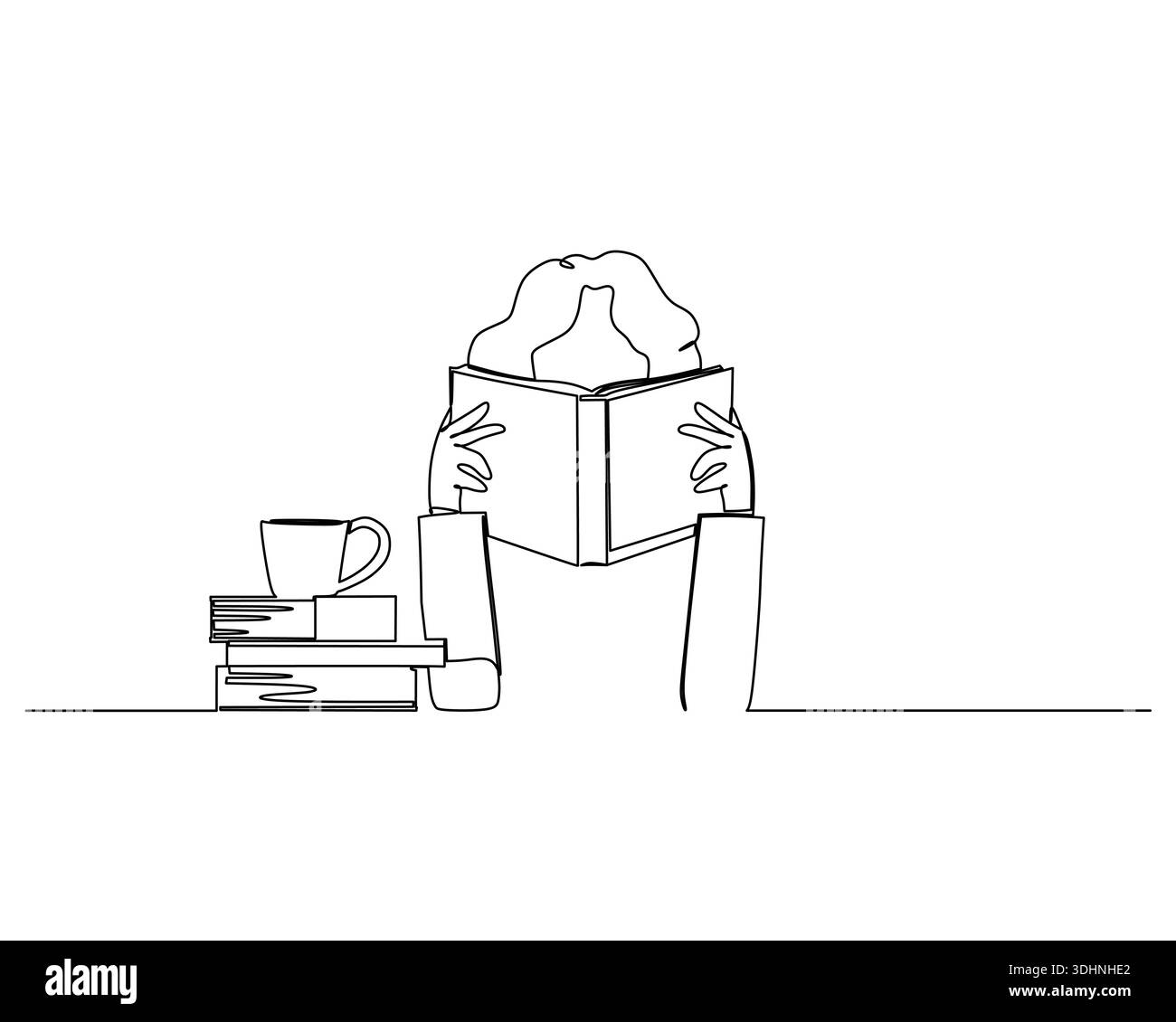 La grafica a riga singola raffigura un insegnante o un presentatore di sesso maschile con un puntatore, accanto a una lavagna e a un concetto di istruzione basato su un notebook, che impara online Illustrazione Vettoriale