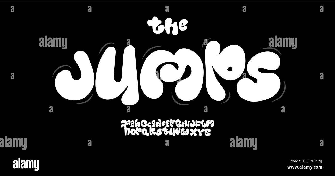 Carattere grassetto Logo alfabeto palloncino divertente Set di lettere tipografia moderna, design tipografico creativo titolo funky titolo Bubble Gum Headline Bouncy Type Illustrazione Vettoriale