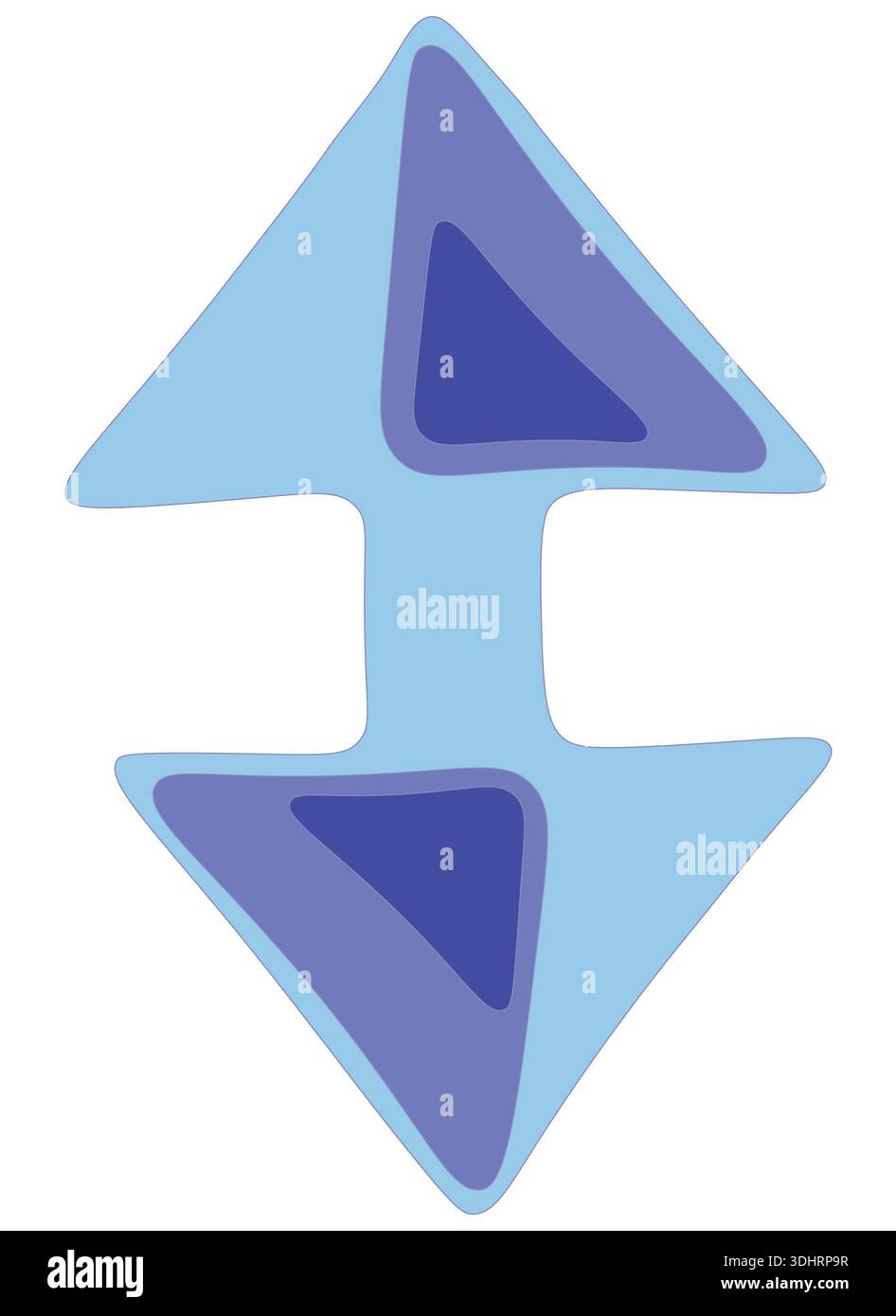 Elemento grafico blu verticale con sfumature a strati e angoli morbidi, adatto per logo tecnologici, branding moderno e motivi vettoriali astratti. Foto Stock