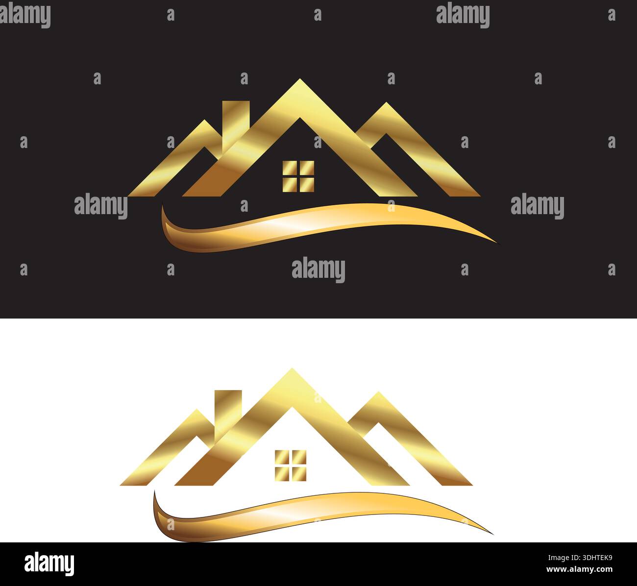 Modello Luxury con logo Home Real Estes color oro Illustrazione Vettoriale