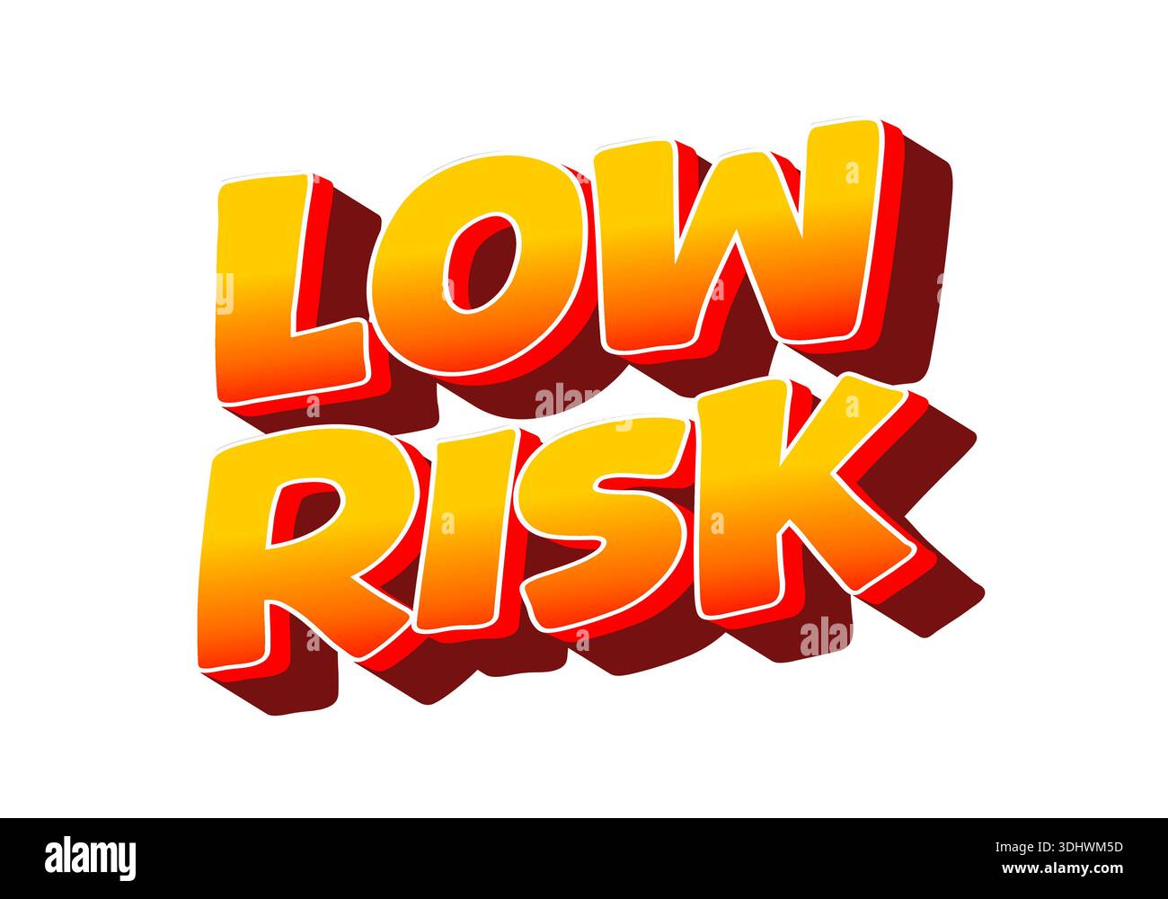 Testo dal design audace con parole a basso rischio nei colori arancione e giallo vivaci con effetto 3D. Illustrazione Vettoriale