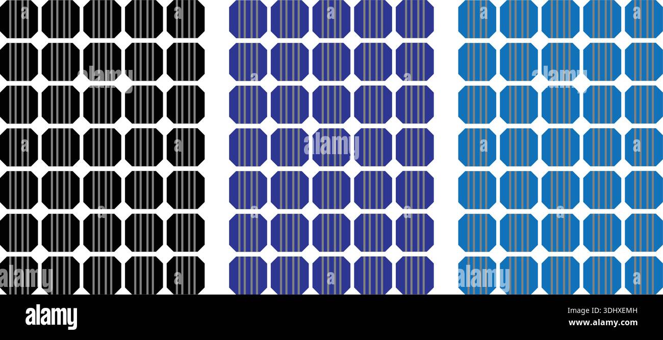 Array di celle a pannelli solari con moduli fotovoltaici ottagonali Illustrazione Vettoriale