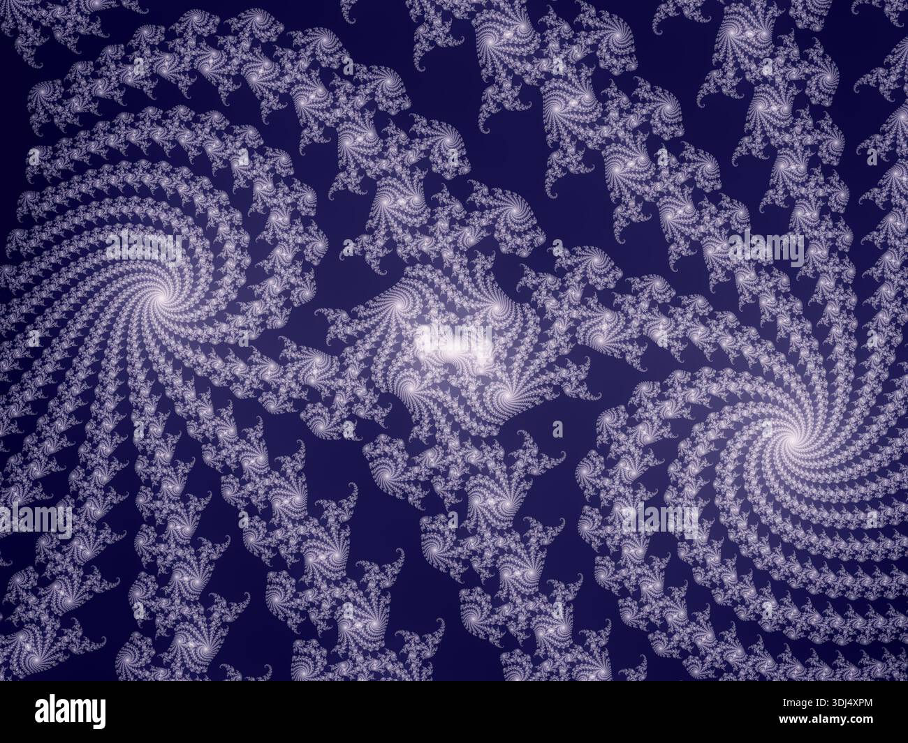 Ripetizione geometrica frattale che mostra spirali dettagliate complesse e forme auto-simili Foto Stock