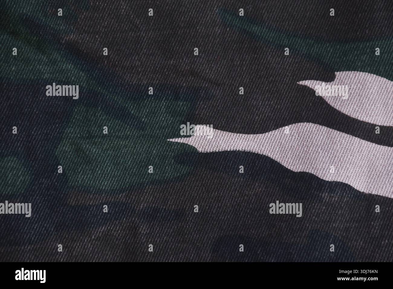 camouflage militare bianco e nero su tessuto e sfondo Foto Stock