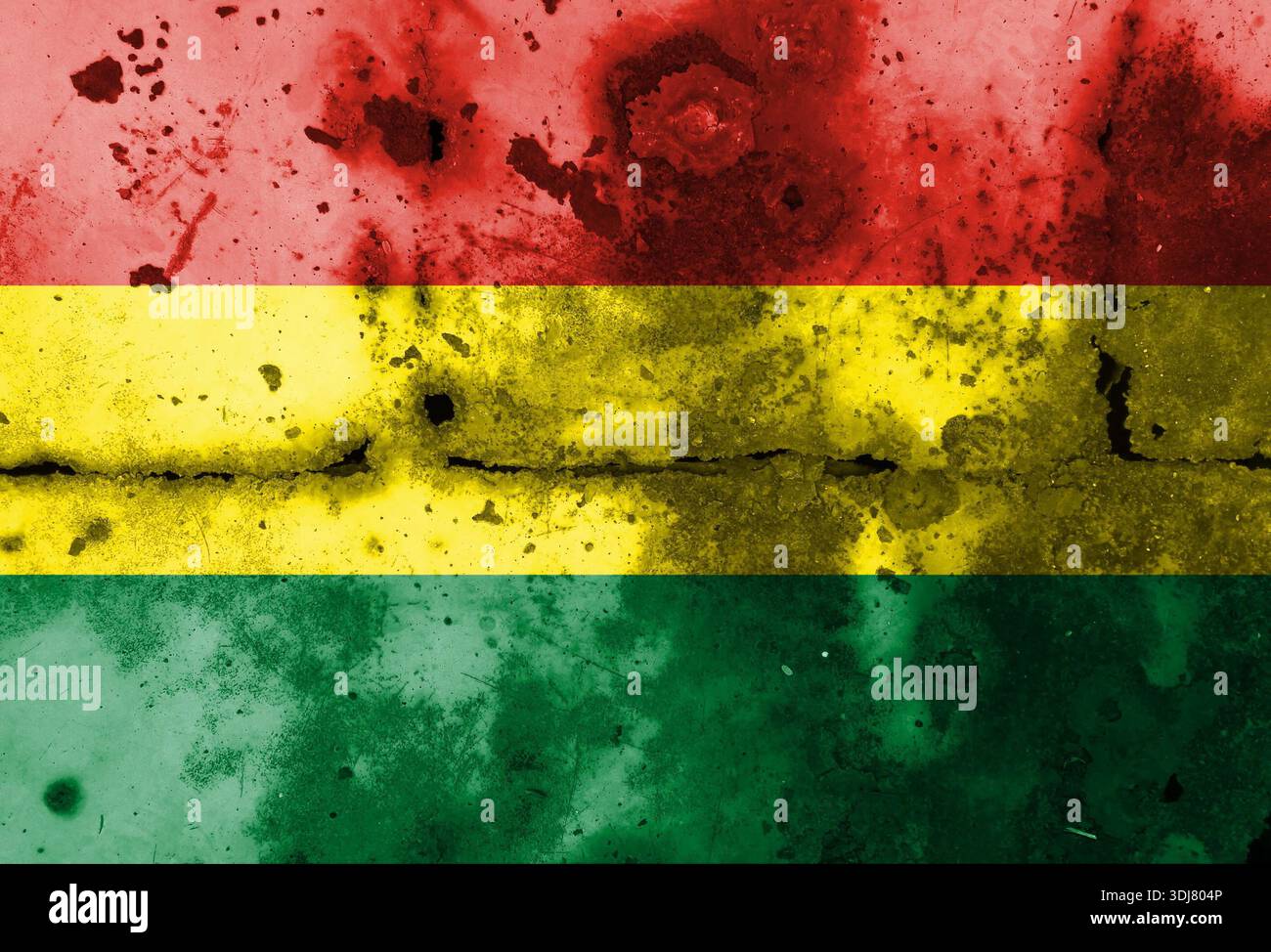 Bandiera boliviana doppia esposizione. Simbolo che raffigura un colpo di stato. Colpo di stato e guerra civile in Niger. Si applica alla mappa di base o alle descrizioni dei report Foto Stock