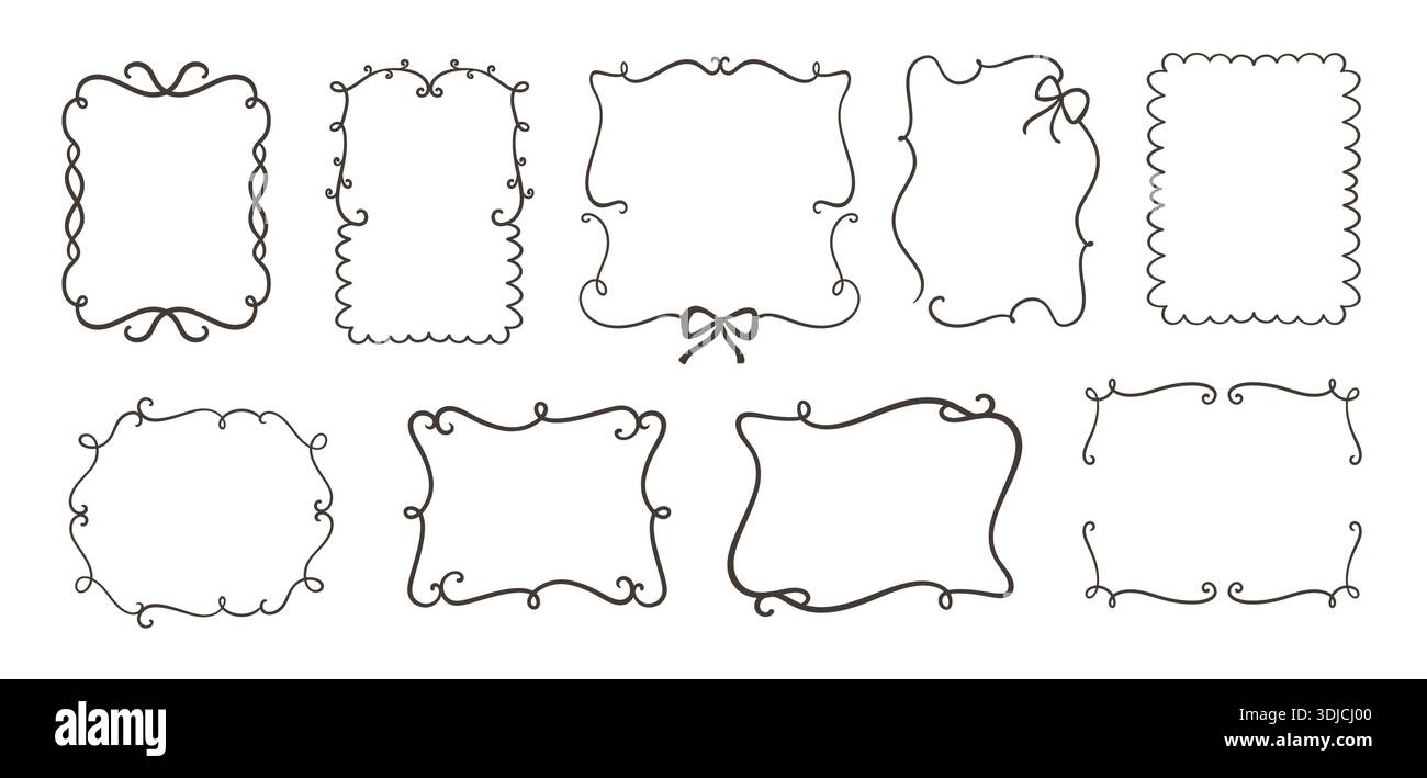 Set di cornici decorative rettangolari Vintage Illustrazione Vettoriale