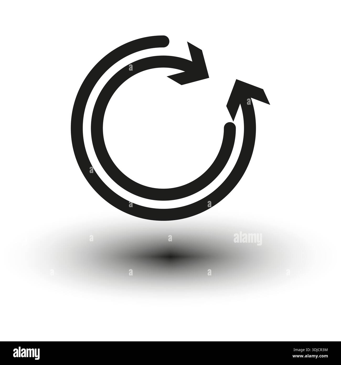 Icona freccia circolare. Simbolo del ciclo di rotazione. Aggiornare il vettore. Dettagli ombre morbide. EPS 10. Illustrazione Vettoriale