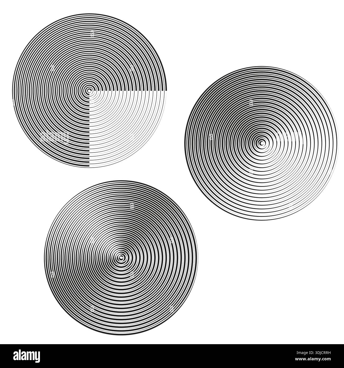 Icona sfumatura circolare. Ripetizione linea rotonda. Vettore radiale grigio. Set sfera astratta. Illustrazione Vettoriale
