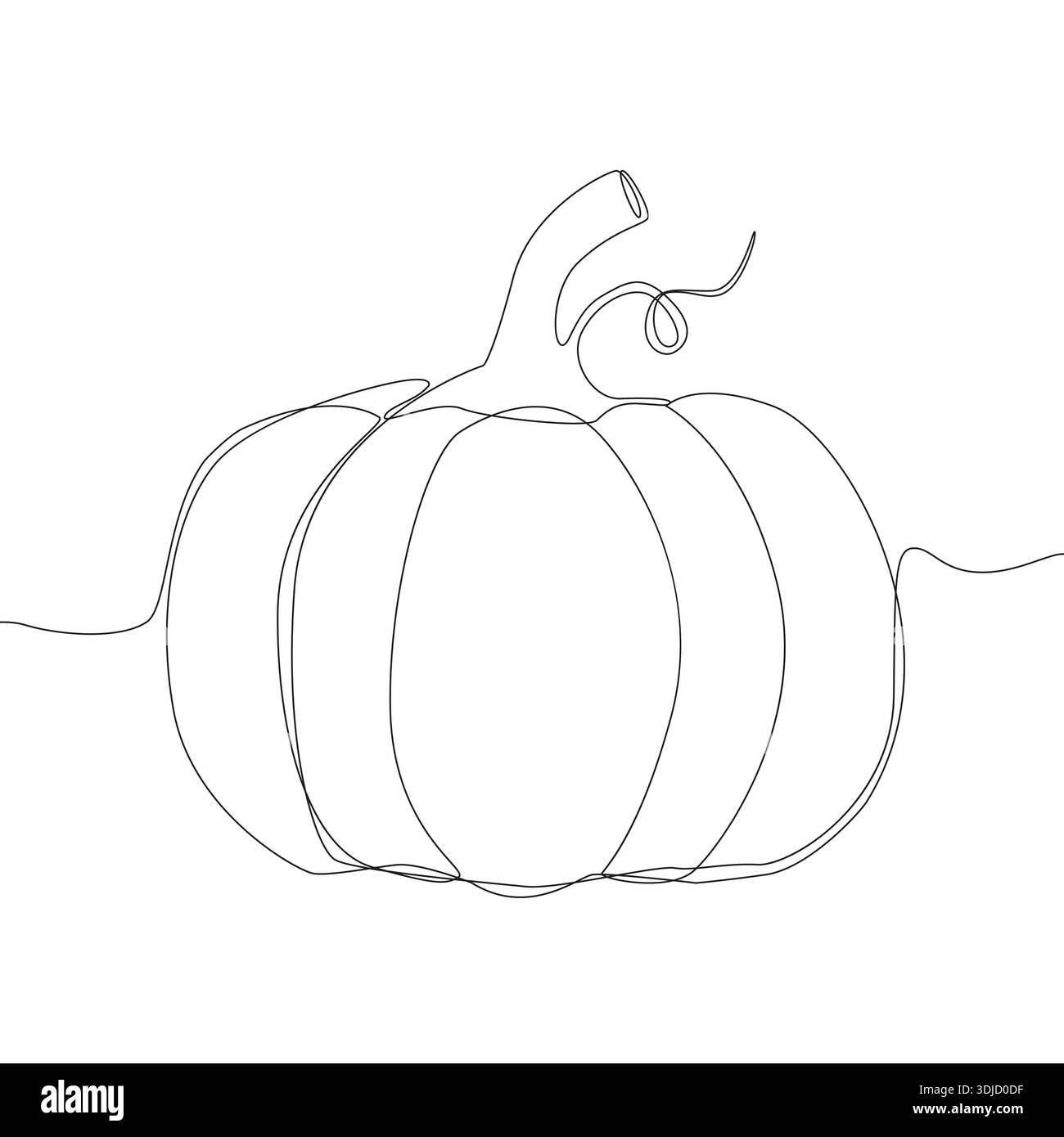 Icona delle verdure di zucca. Disegno a linea continua. Il simbolo della stagione autunnale Vector. Illustrazione della celebrazione del raccolto. Illustrazione Vettoriale