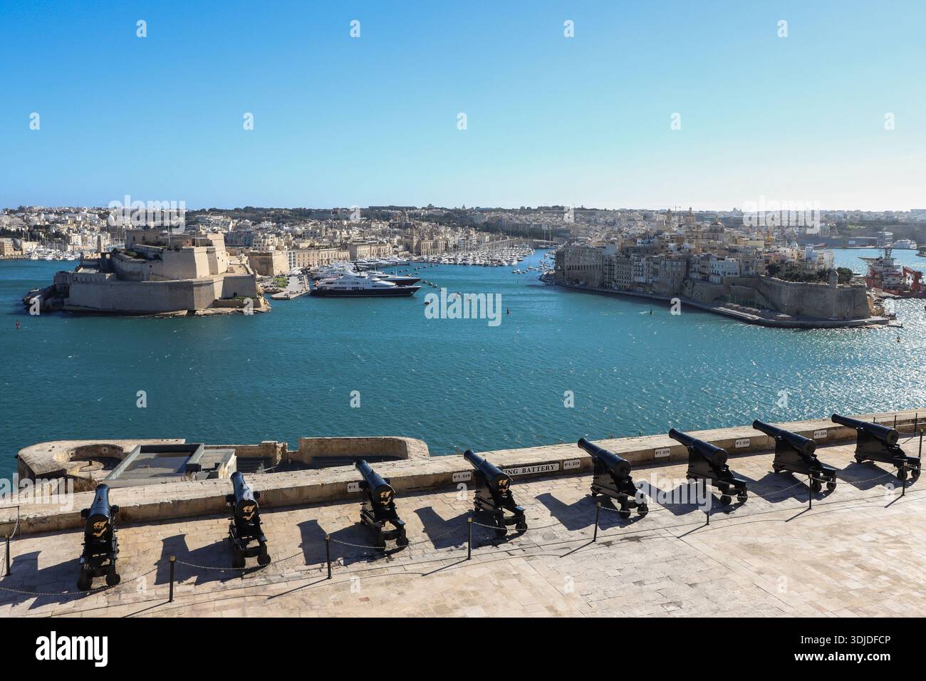 Saluting Battery, Grand Harbour, Valletta Malta Foto Stock