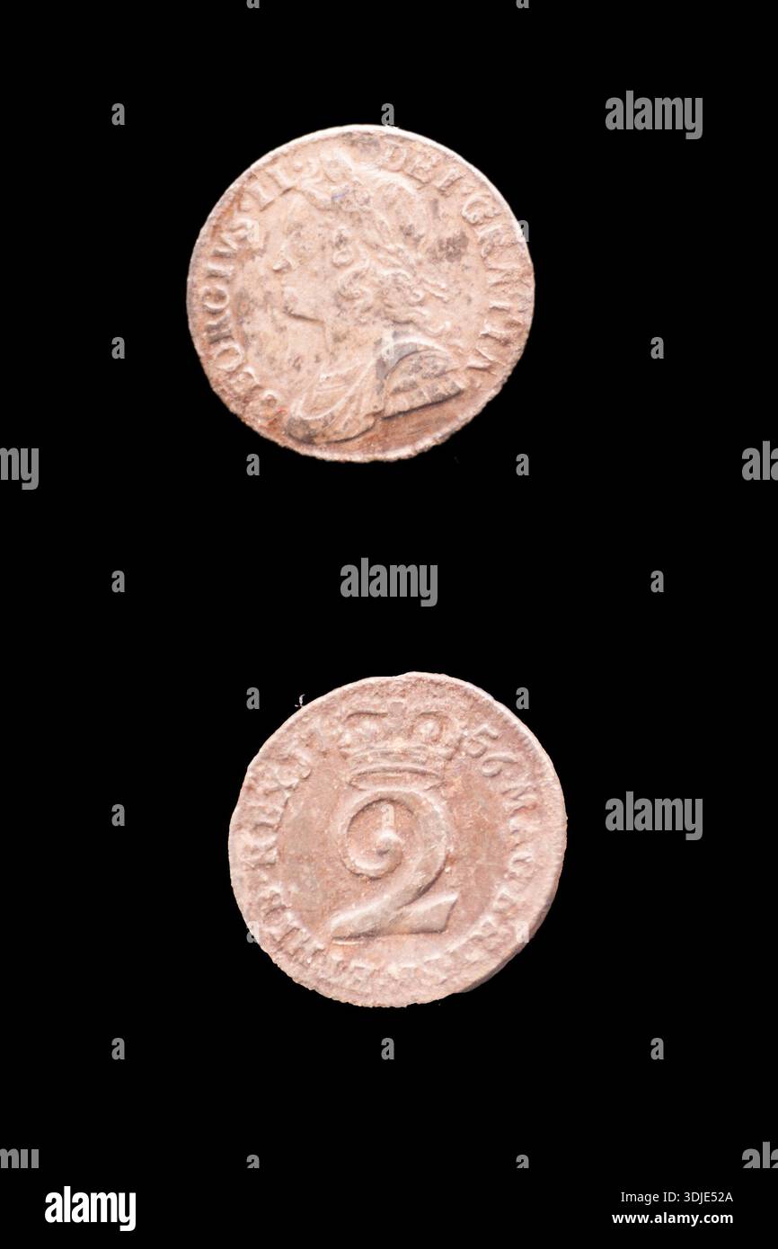 George 2nd 1756 2 Penny Coin Foto Stock